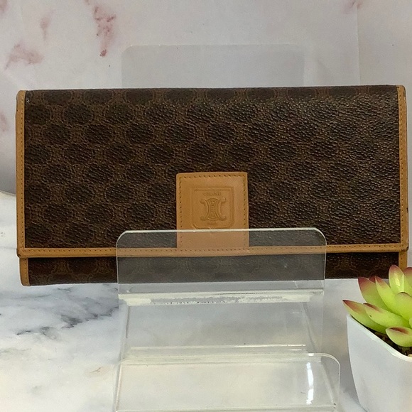 GUC Celine Macadam Brown Long Wallet - Picture 1 of 7